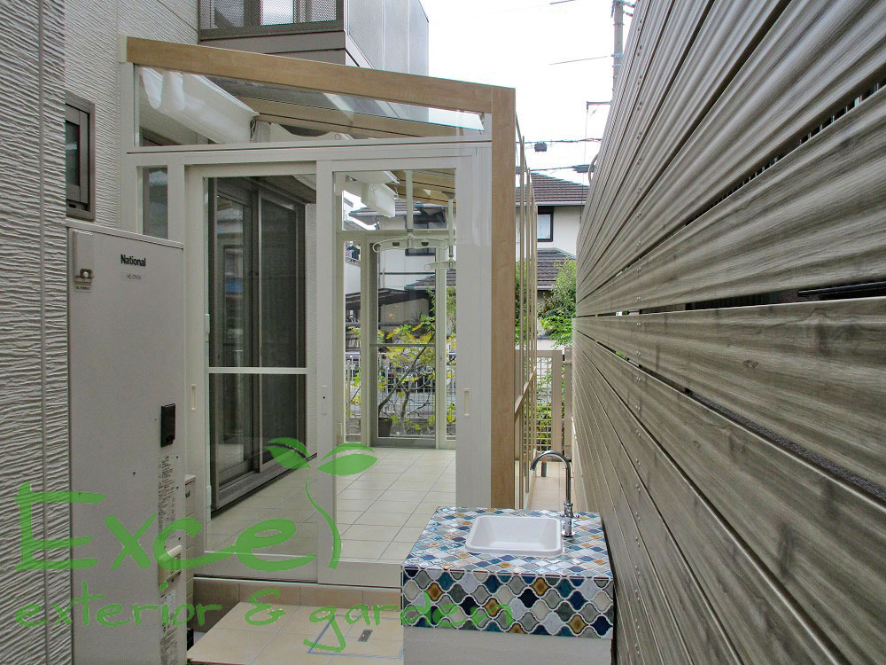 引戸のガーデンルーム 目隠しフェンスに工夫 高槻市 大阪 神戸 外構 エクステリア エクセル