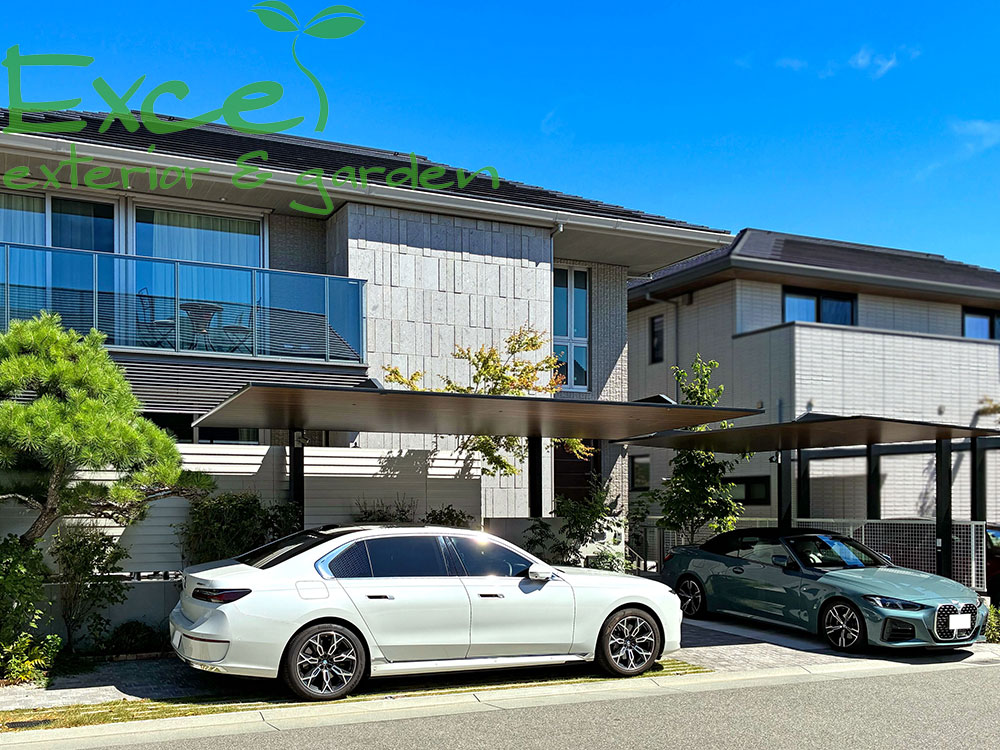 カーポートSC1台用｜2台の車、2つのカーポート｜芦屋市