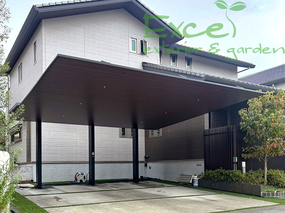 〈神戸市〉スタイリッシュに車を守る｜カーポートSC 後方支持 2台用でワンランク上の外構デザイン