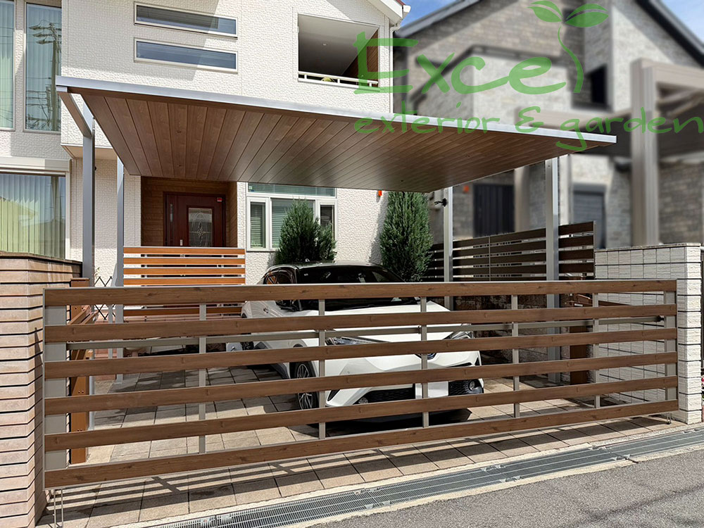 〈豊中市〉オーバードアを移設し、木調天井の「FⅡ-RW」を敷地ぴったりに設置