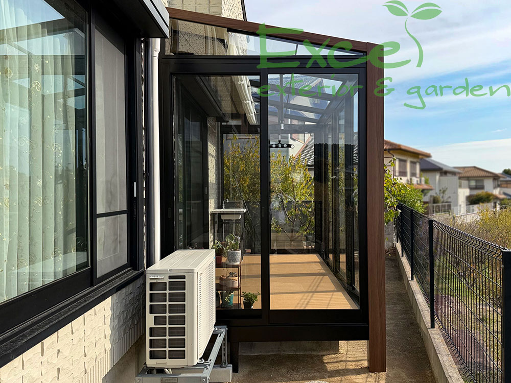 植物栽培用ガーデンルームGF 設置後の明るい空間